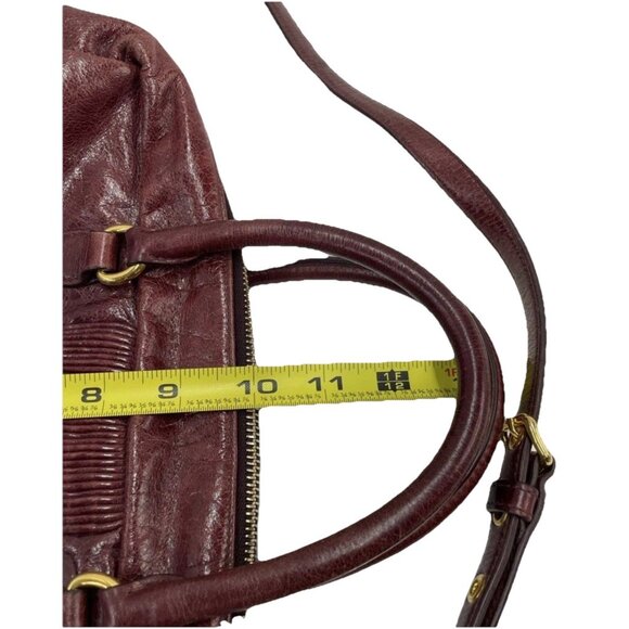 Miu‎ Miu Leather Vitello Lux Bauletto Bowler Bag Satchel Burgundy Nappy - Picture 10 of 10